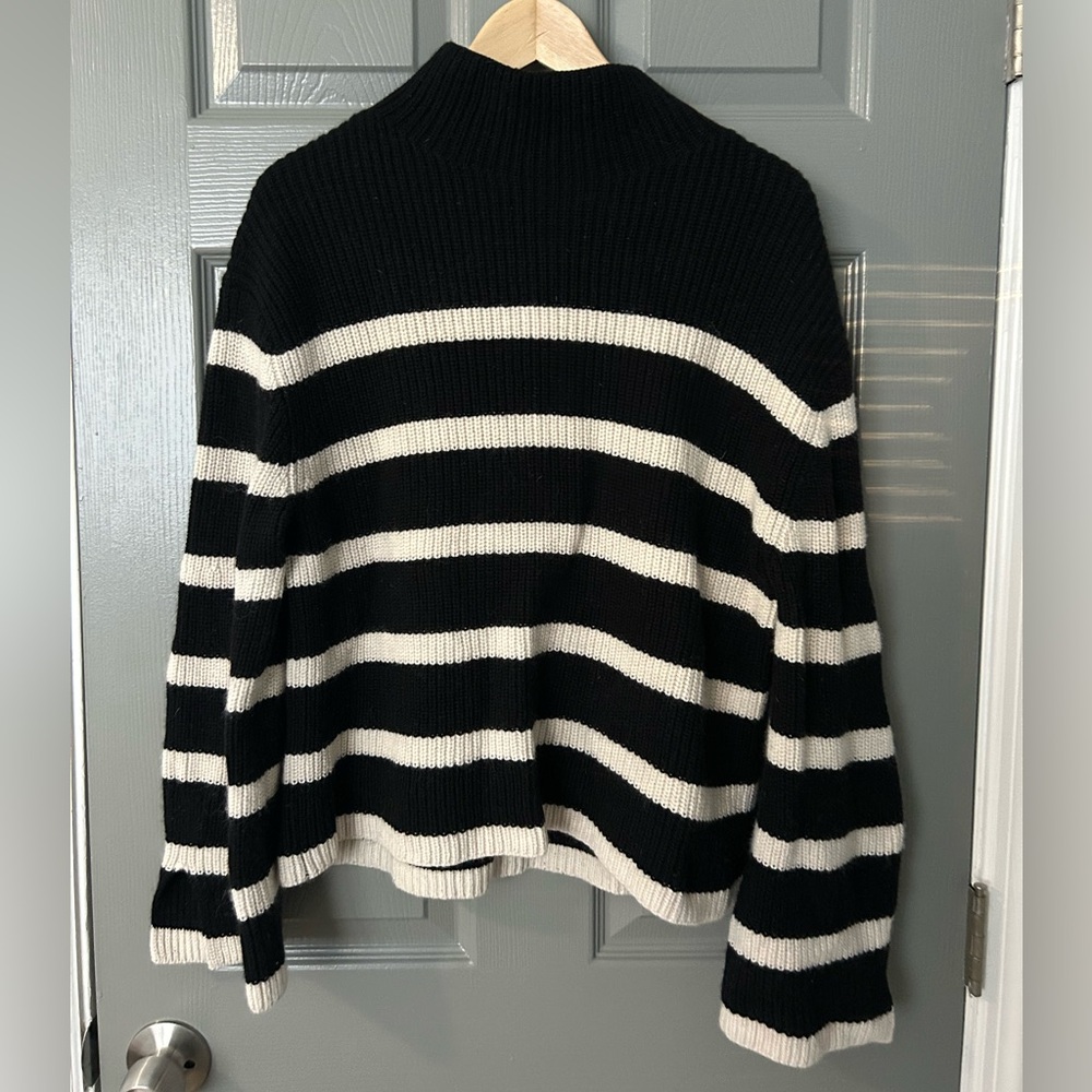 & Other Stories Black and Cream Striped Turtleneck Sweater